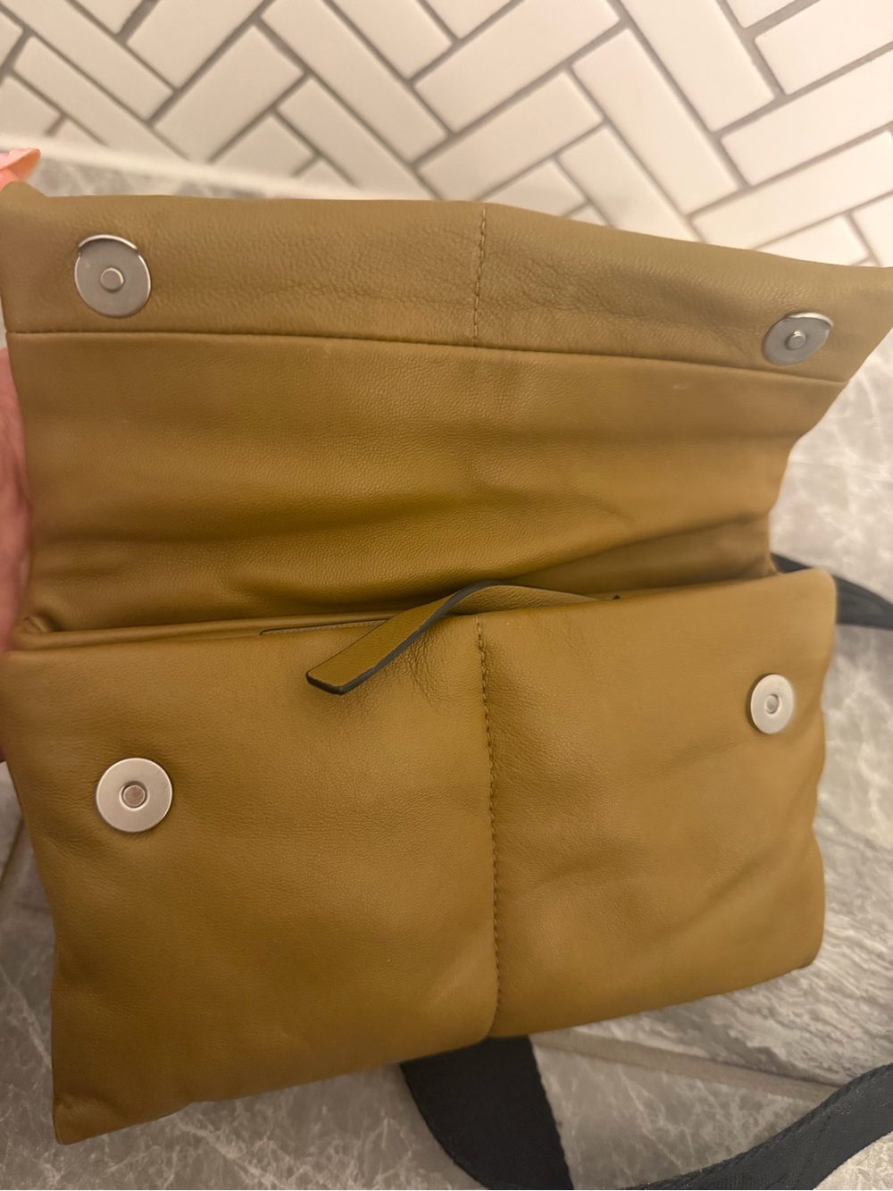 All Saints Ezra Quilted Leather Crossbody Bag in Mustard - Picture 5 of 11